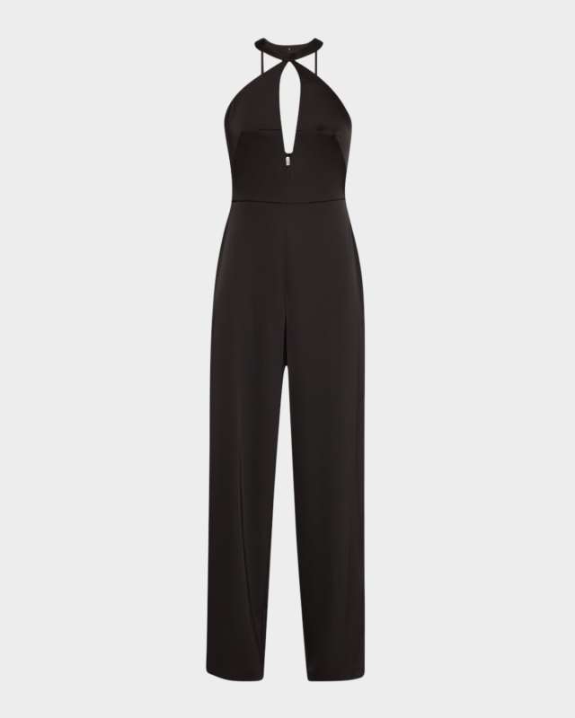 Nia Cutout Satin Halter Jumpsuit